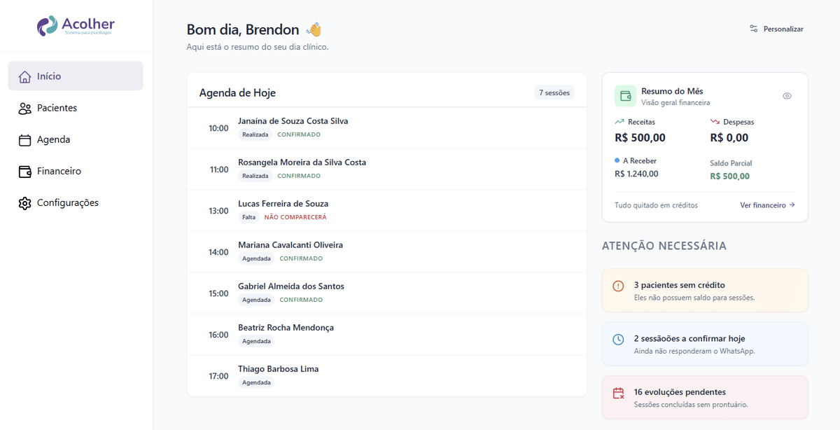 Mockup do Sistema Acolher
